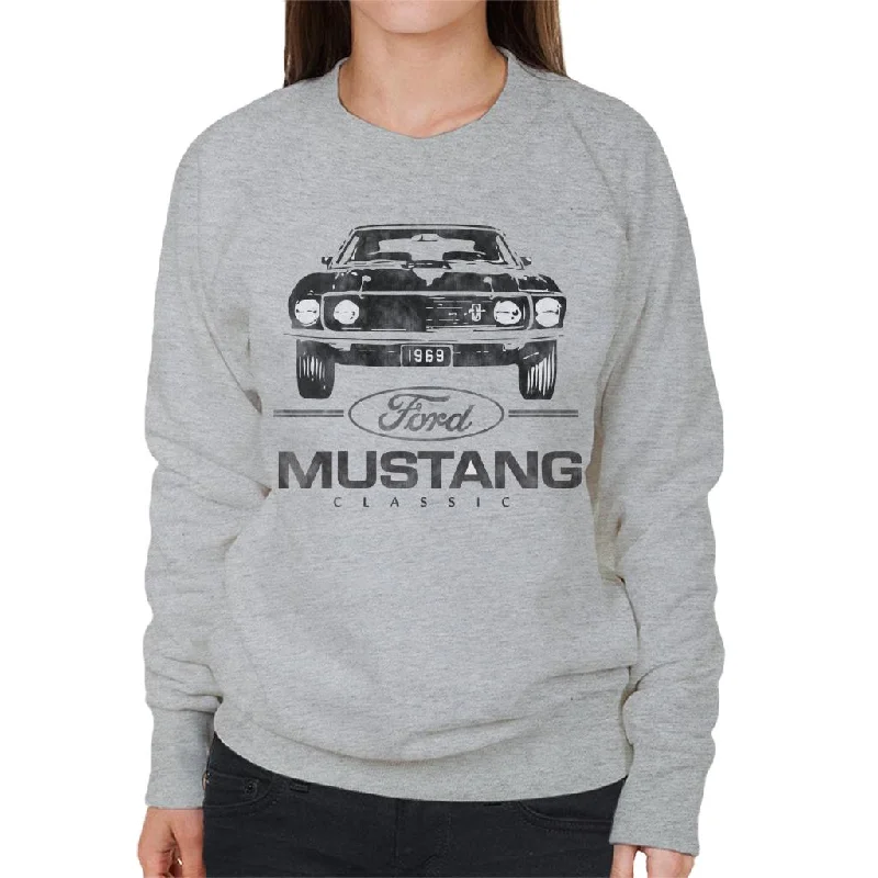 graphic gym sweatshirtFord Mustang Classic 1969 Plate Women's Sweatshirt