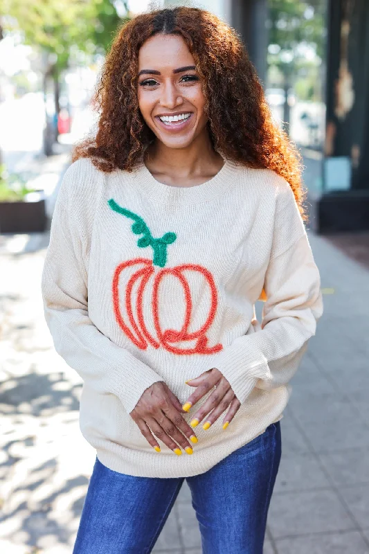 tailored coatPumpkin Spice Metallic Yarn Embroidered Oversized Sweater (Open Pack)