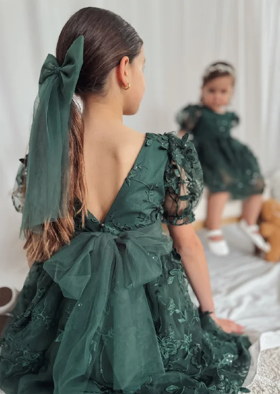 party-ready dressVienna Long Tulle Bow - Green