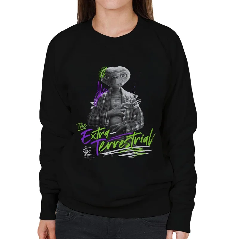 activewear hoodieE.T. The Extra Terrestrial Retro Signature Women's Sweatshirt