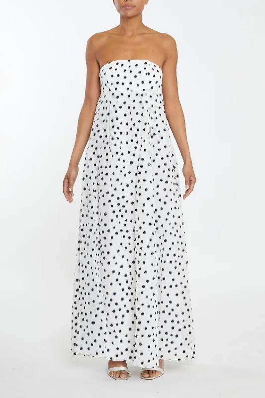 minimalistic dressAurelia White-Black Organza Spot Maxi-Dress