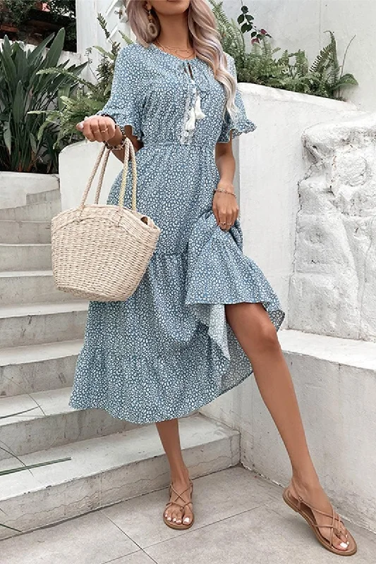 pleated dressBUTTON DETAILED TIED NECK WOMEN DRESS