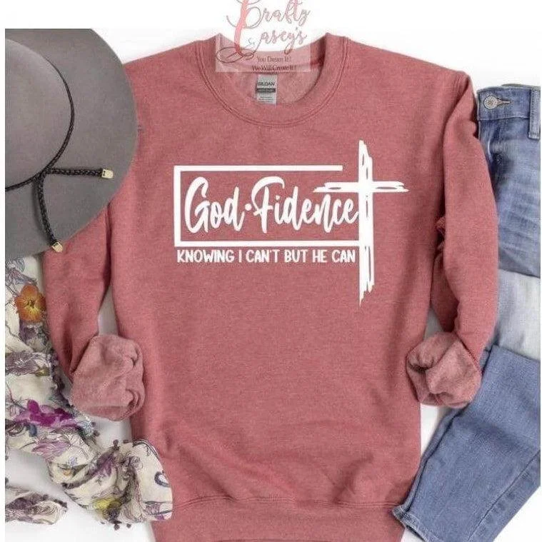 vibrant athletic hoodieGod+Fidence -Knowing I Can't But He Can  Sweatshirt