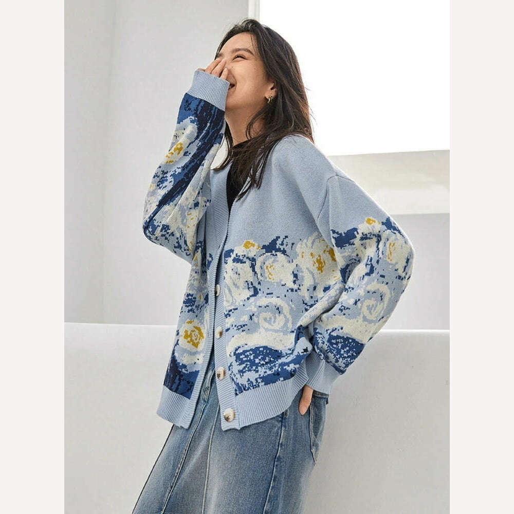 comfortable outerwearWinter Cardigan for Women 2023 Designer Knitted Sweater Coat Female New Fashion Printing Thick V-neck Casual Oversize Jumpers