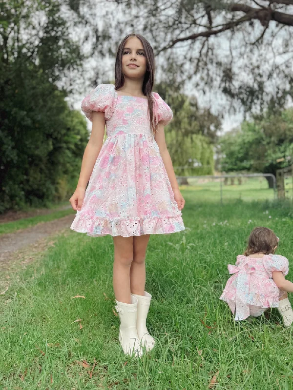 summer floral dressPolly Puff Sleeve Rainbow Girls Dress