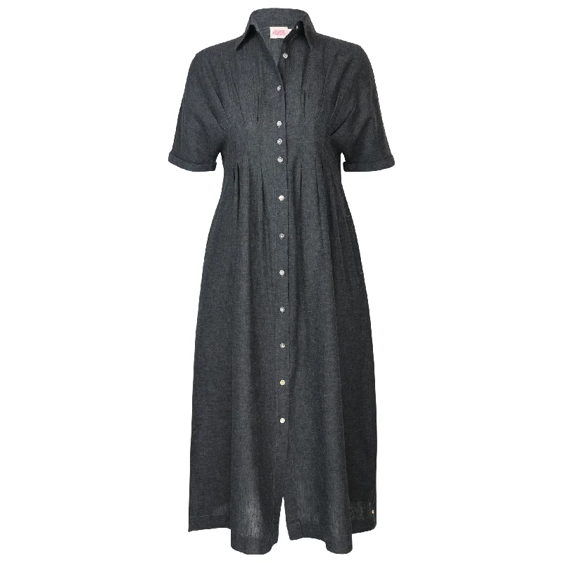 elegant evening dressTanya Tuck Shirt Dress Yd Coal Black