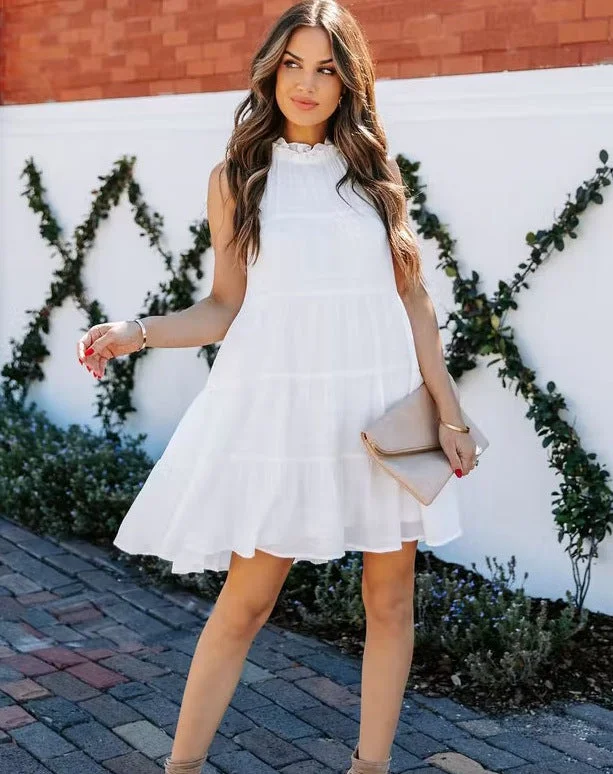 evening dressSouthern Nights Tiered Halter Dress - Off White - FINAL SALE