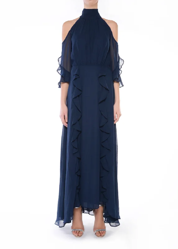 wool dressLADIES DRESS-HS1076-NAVY