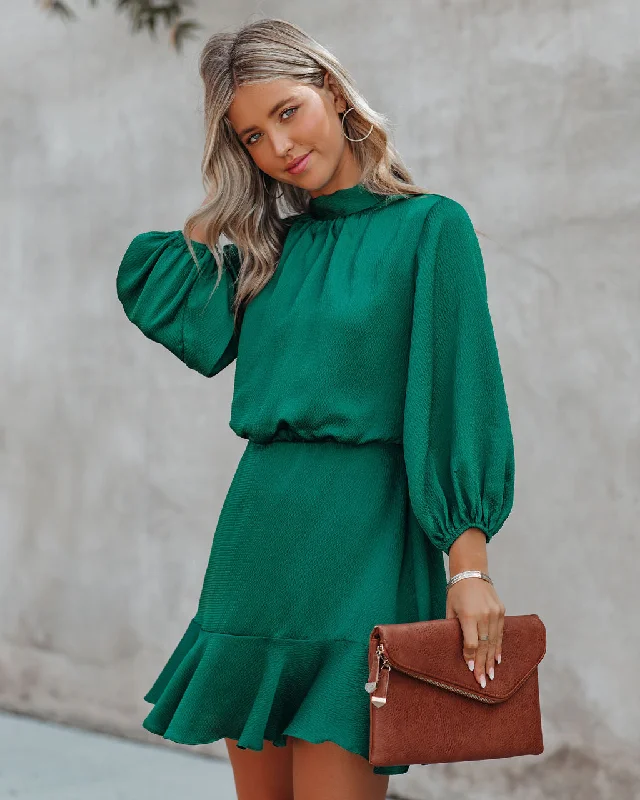 shift dressCall Me Angel Textured Satin Dress - Hunter Green - FINAL SALE