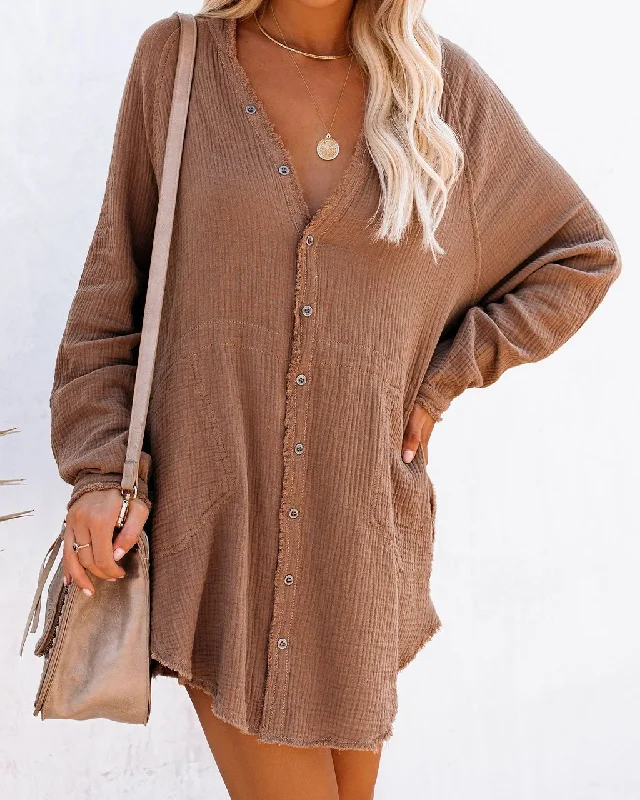 sleek midi dressKennedy Cotton Pocketed Button Down Tunic - Curry