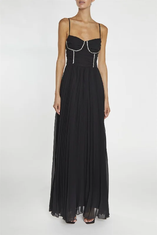 structured dressElaina Black Diamante Trimmed Bust Maxi Dress