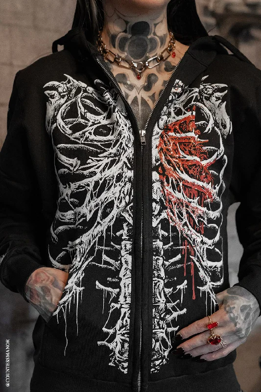 chic coatBleeding Heart Skeleton Hoodie