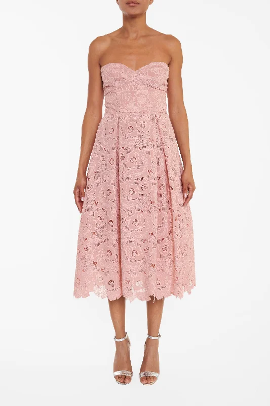 off-shoulder dressColette Dusty Pink Cutwork Strapless Midi-Dress