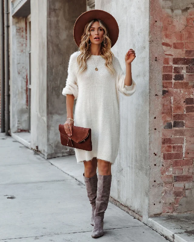 trendy wrap dressSo In Love Knit Sweater Dress - Ivory - FINAL SALE