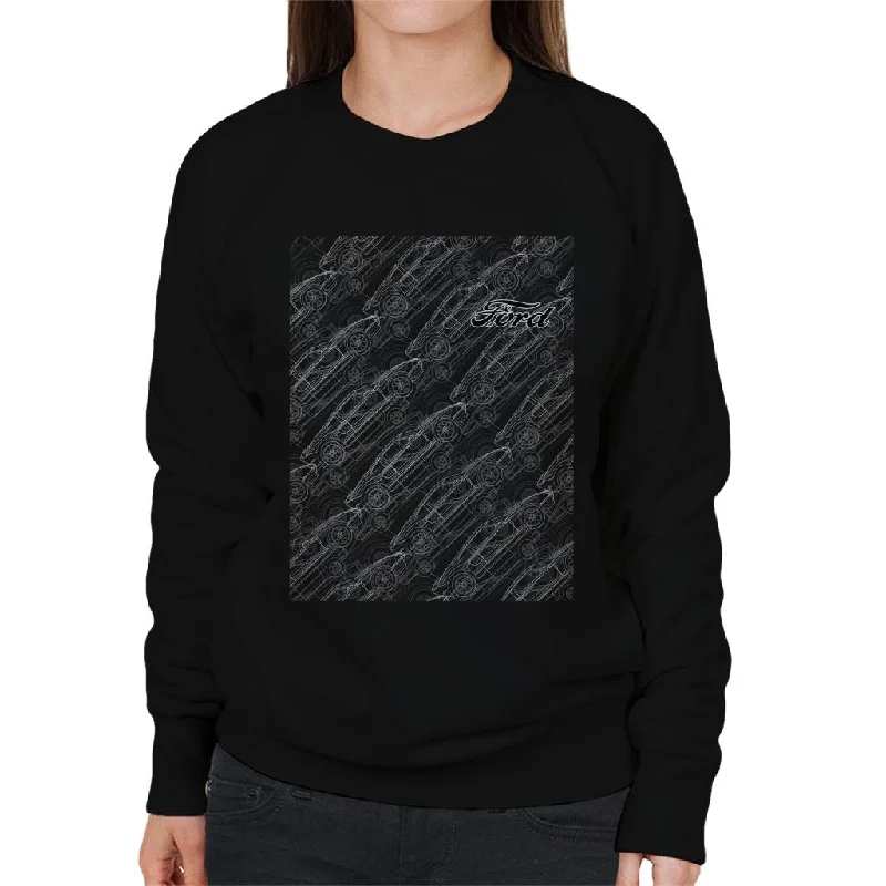 performance hoodie for gymFord Mustang Sketch Montage Women's Sweatshirt