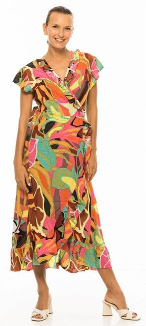 chic wrap dressPM Long Croisee Wrap  Multi Clair Dress