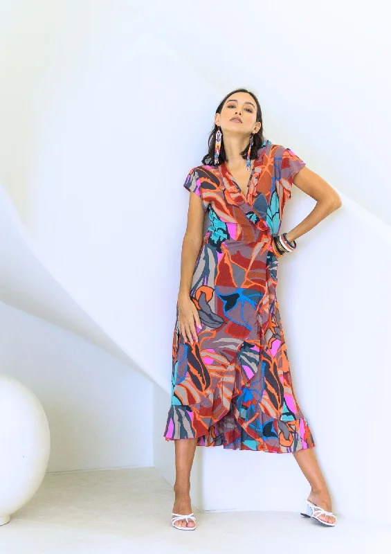 silk dressEmily Long  Wrap dress Multi Fonce