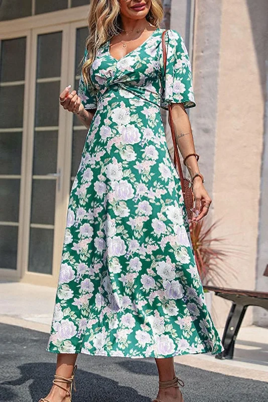 classic fit-and-flare dressWOMEN HIGH EMPIRE WAIST FLORAL MAXI DRESS