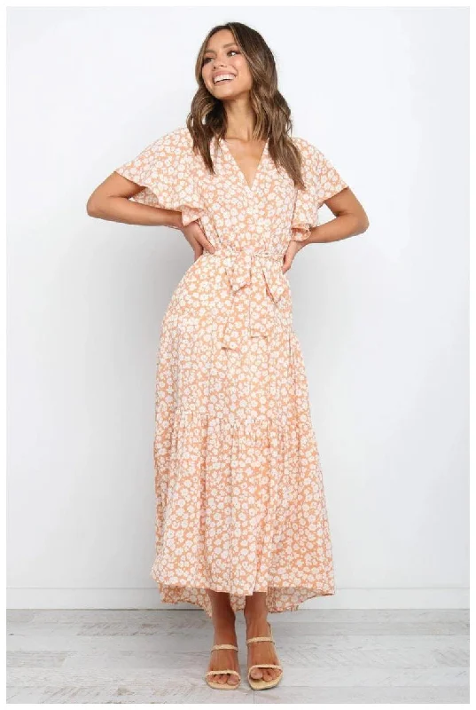 elegant evening dressFloral  Maxi Dress - Marigold