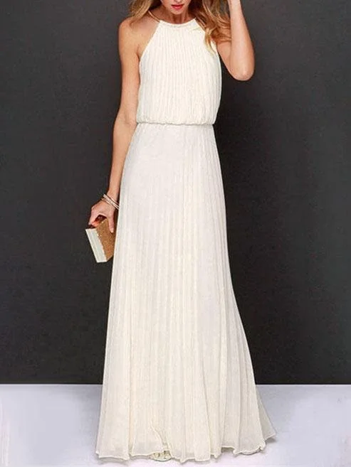 stylish party dressSolid Sleeveless Off-shoulder Dress