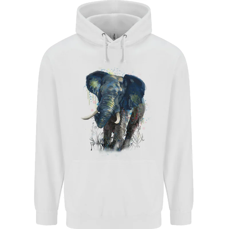 modern hoodieA Big Elephant Watercolour Mens 80% Cotton Hoodie