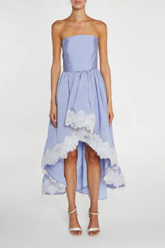 draped dressPalmer Cornflower-Blue Strapless Hi-Low Dress