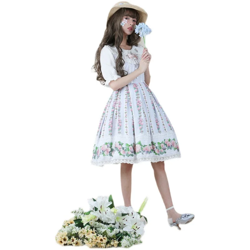 floral dressBeleganty~Summer of Hydrangea~Flower Printed Lolita Jumper Dress