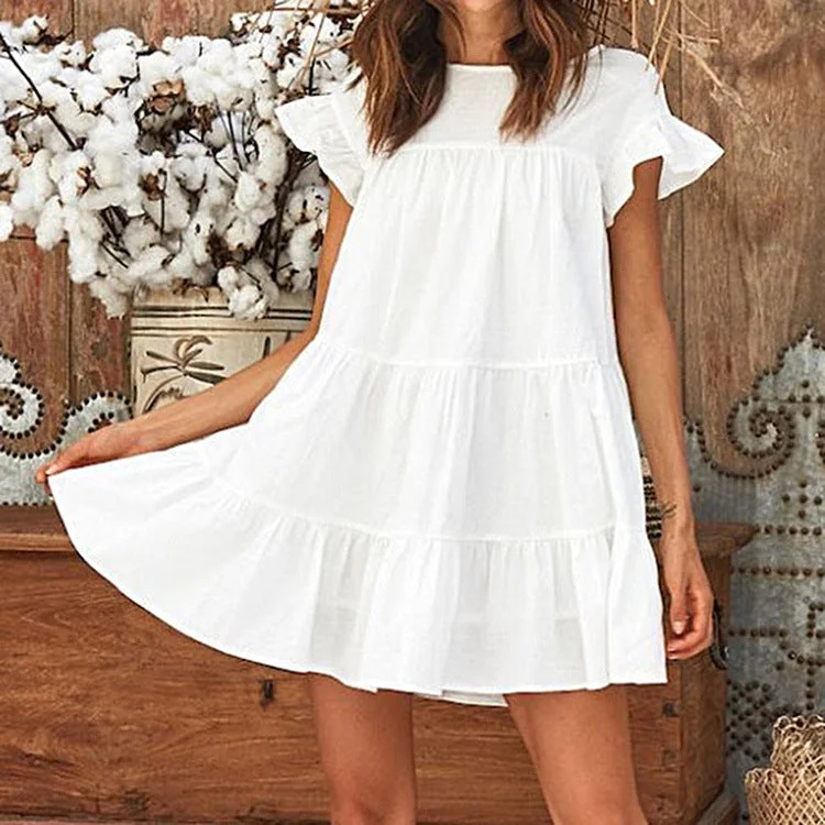 elegant dressSolange Tiered Swiss Dot Lace Dress - Off White