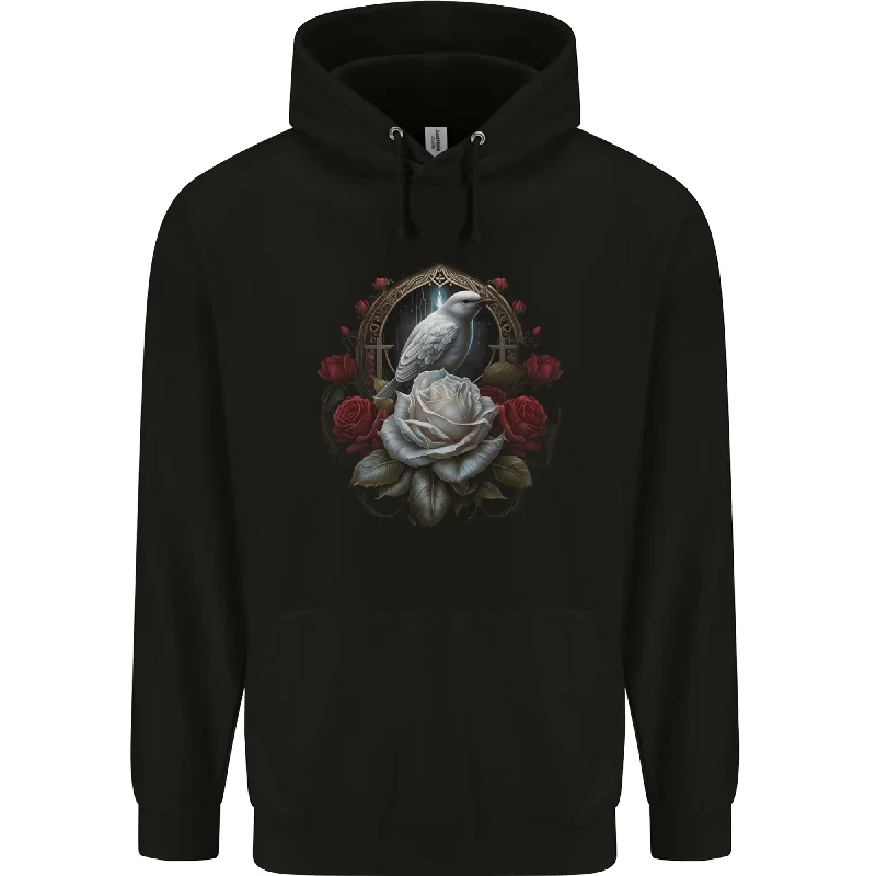 slim fit hoodieA Bird and Rose in Front of a Gothic Mirror Mens 80% Cotton Hoodie