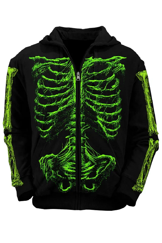 contemporary trench coatZombie Rot Skeleton Hoodie [Monster Green]