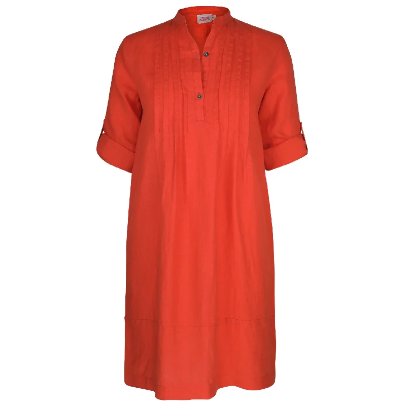 casual midi dressTrisha Orange Pleat Cocoon Dress