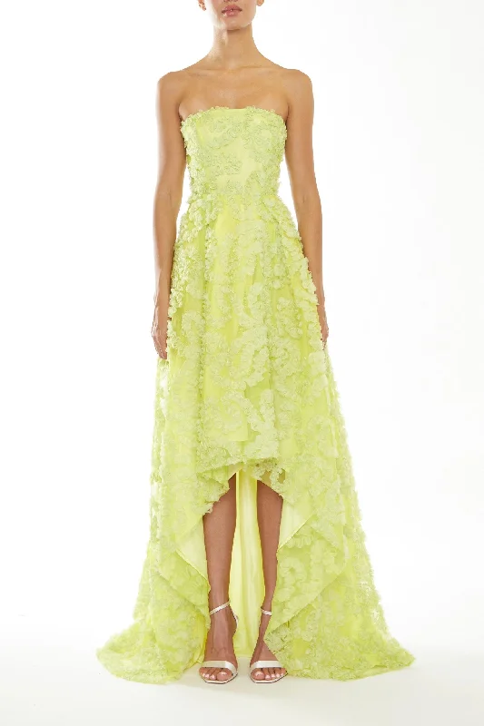 stylish party dressEden Apple Green Applique Strapless Hi-Low Dress