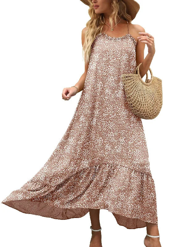 sleek dressConch Printed High Low Ruffle Maxi Dress