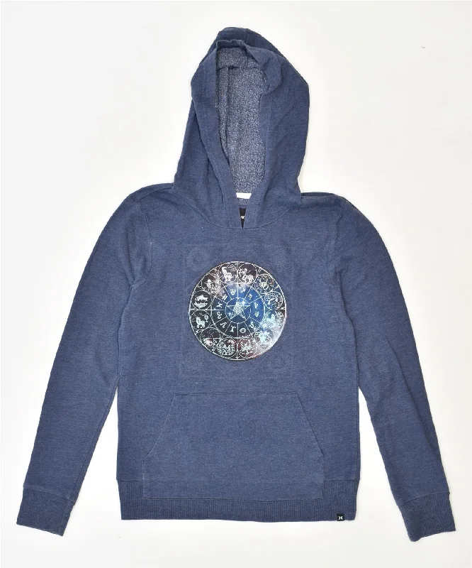 urban hoodieHURLEY Womens Graphic Hoodie Jumper UK 14 Medium Blue Cotton