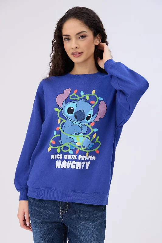 slim-fit hooded sweatshirtStitch Nice Until Proven Naughty Graphic Crew Neck Sweatshirt