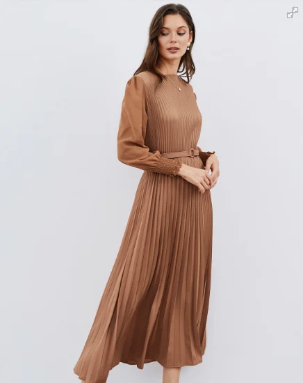 vintage dressKelda - Pleated long sleeve dress