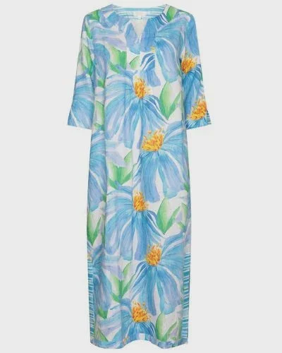 vintage dressNOLOGO Denim flower pint linen maxi dress