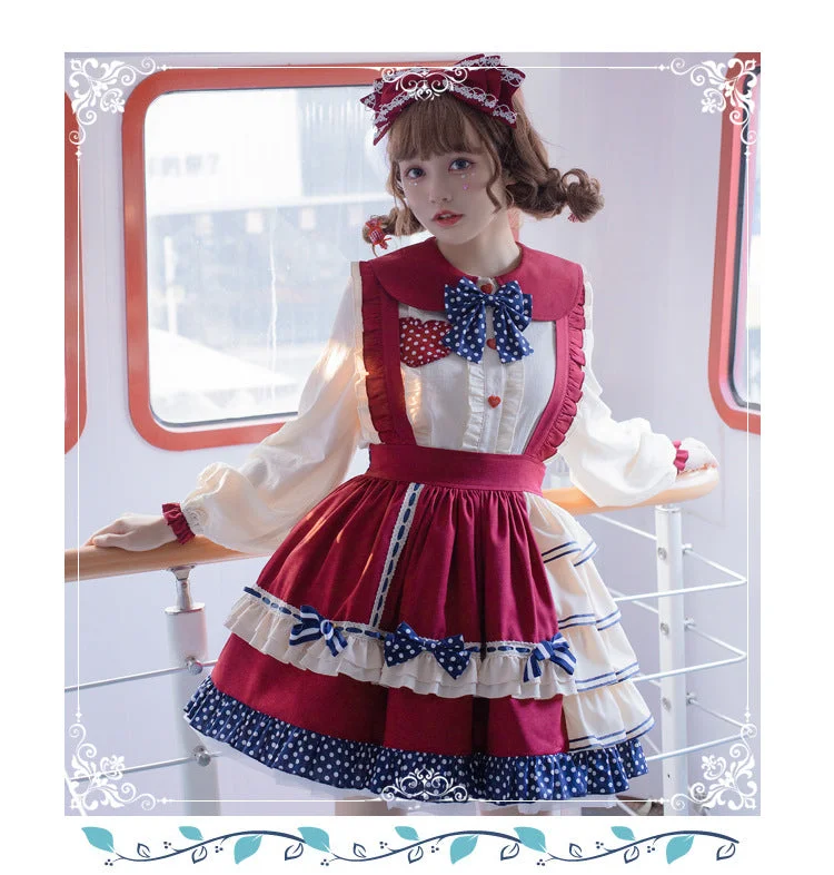 fitted dressEieyomi~Fruity Bear~Sweet Polka Dot Casual Lolita Set