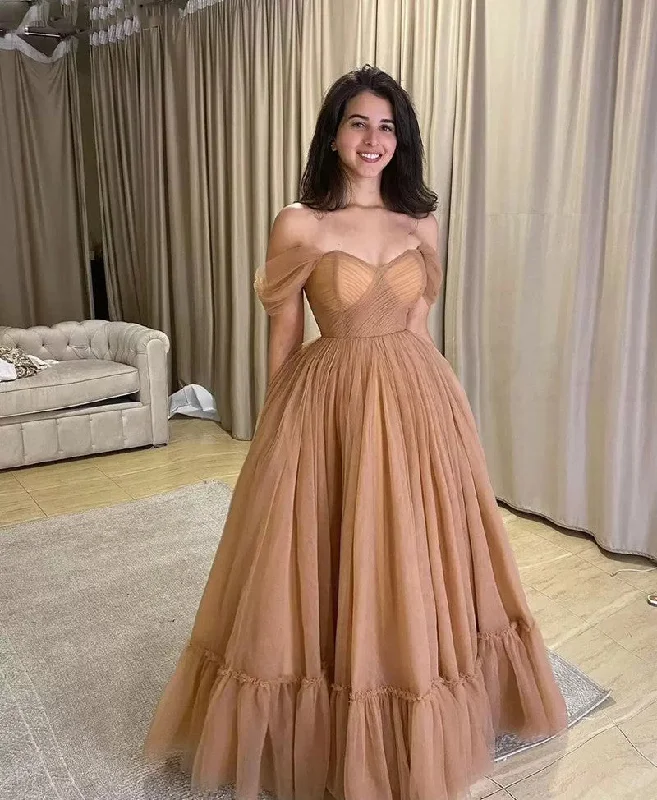 elegant shift dressWomen Special Party Wear A Line Long Tulle Prom Dresses 2022 Sweetheart Off Shoulder Cocktail Evening Formal Gowns,LW051