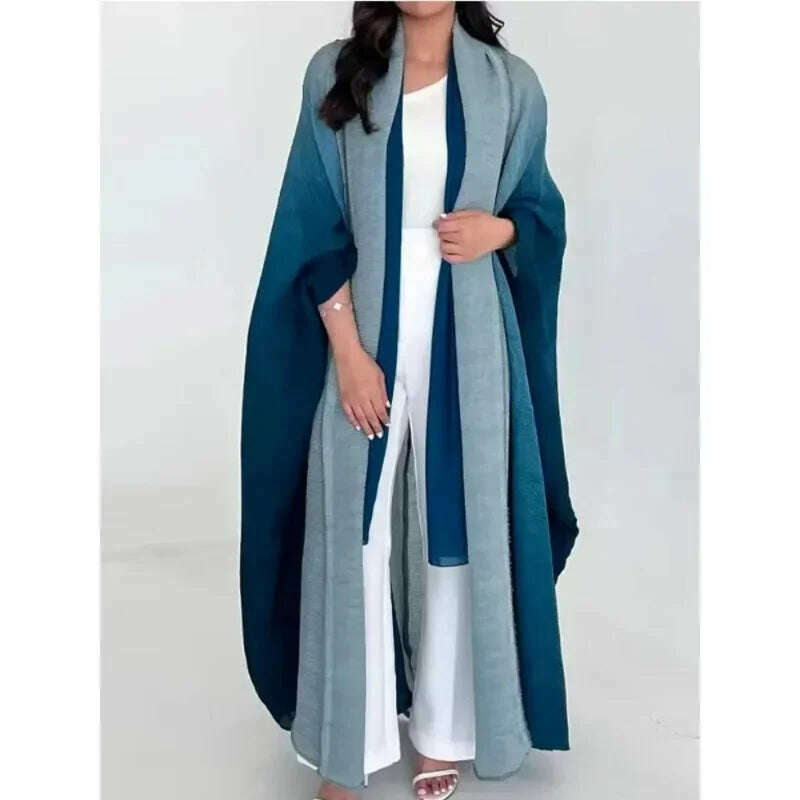 stylish blazer coatWrinkled Women's Windbreaker Jacket Bat Sleeve Scarf Collar, Gradient Long Robe Fashion Retro Coats and Jackets Women