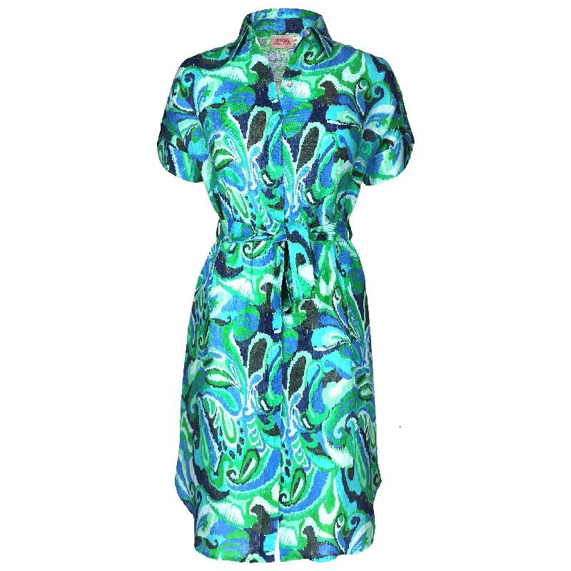 elegant maxi dressPatsy Midi Shirt Dress Blu/Green Paisley