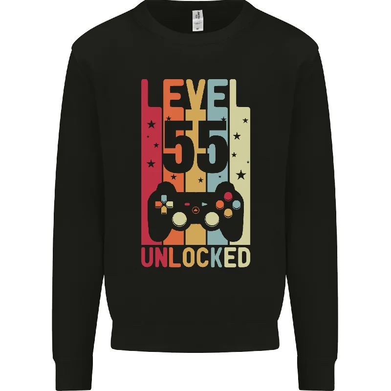 gym ready hoodie55th Birthday 55 Year Old Level Up Gaming Mens Sweatshirt Jumper