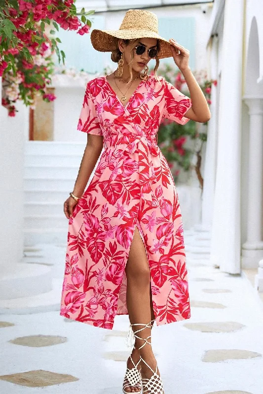 ashionable dressFLORAL PRINTING WRAP STYLE WOMEN DRESS