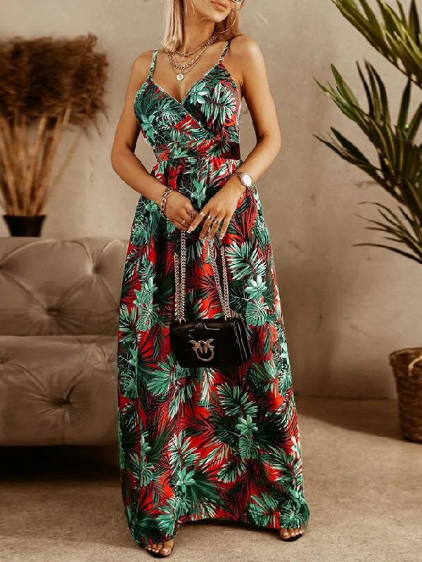 formal dressV-neck Sling Floral Bohemian Beach Dress