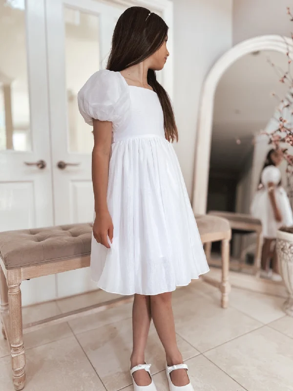 summer floral dressLucy Girls Knee Length White Dress