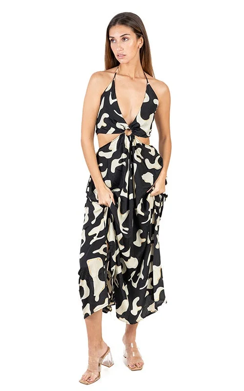 off-shoulder dressSierra Blk/Cream Long Dress