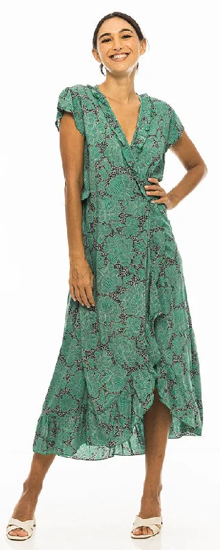 fitted cocktail dressPM Long Croisee Wrap Green Dress