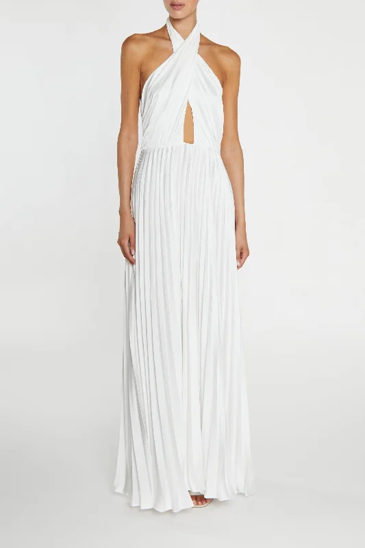 sleeveless dressRiley White Pleated Halterneck maxi-Dress