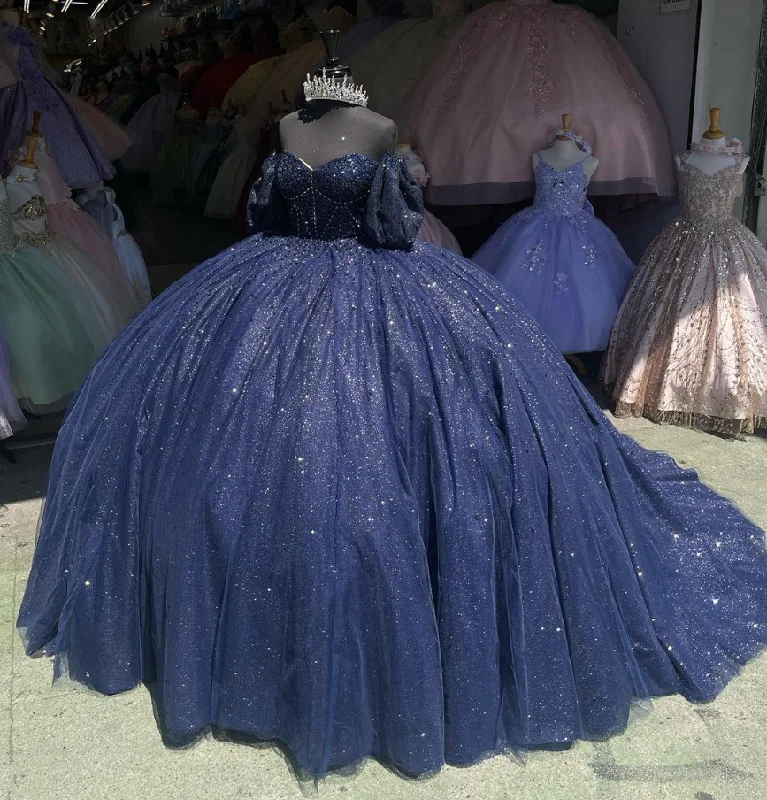 elegant evening dressNavy Blue Sweetheart Beading Evening Ball Gown Sweet 15 Quinceanera Dress, DP3006