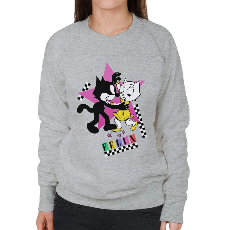 retro sports hoodieFelix The Cat And Kitty Kat Dancing Women's Sweatshirt